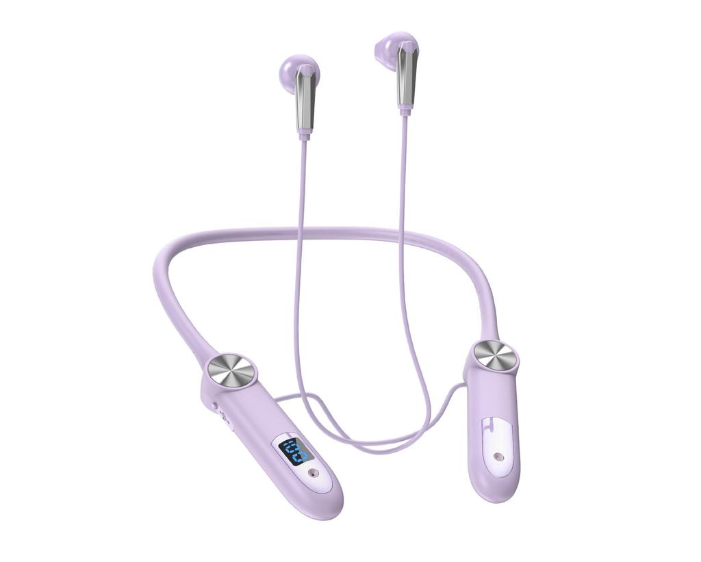 Bluetooth-наушники с шейным ободком, с длительным временем работы в режиме ожидания, двухканальные, спортивный дизайн внутриканального типа и цифровым дисплеем.