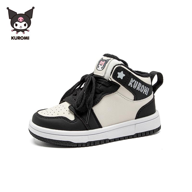 Kuromi Kids' Mid-Top Non-Slip Skate Shoes - Winter 2025 Velvet Warmth, Trendy Design for Boys & Girls