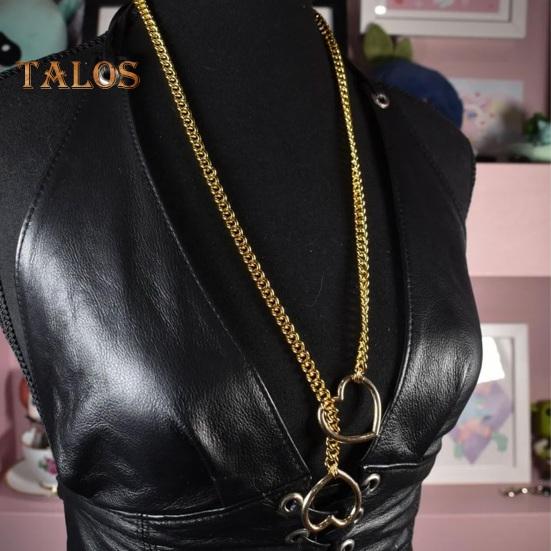 Lady Necklace Heart Pendant Adjustable Gothic Hip Hop Rock Star Singer Neck Jewelry Stainless Steel Club Party Necklace