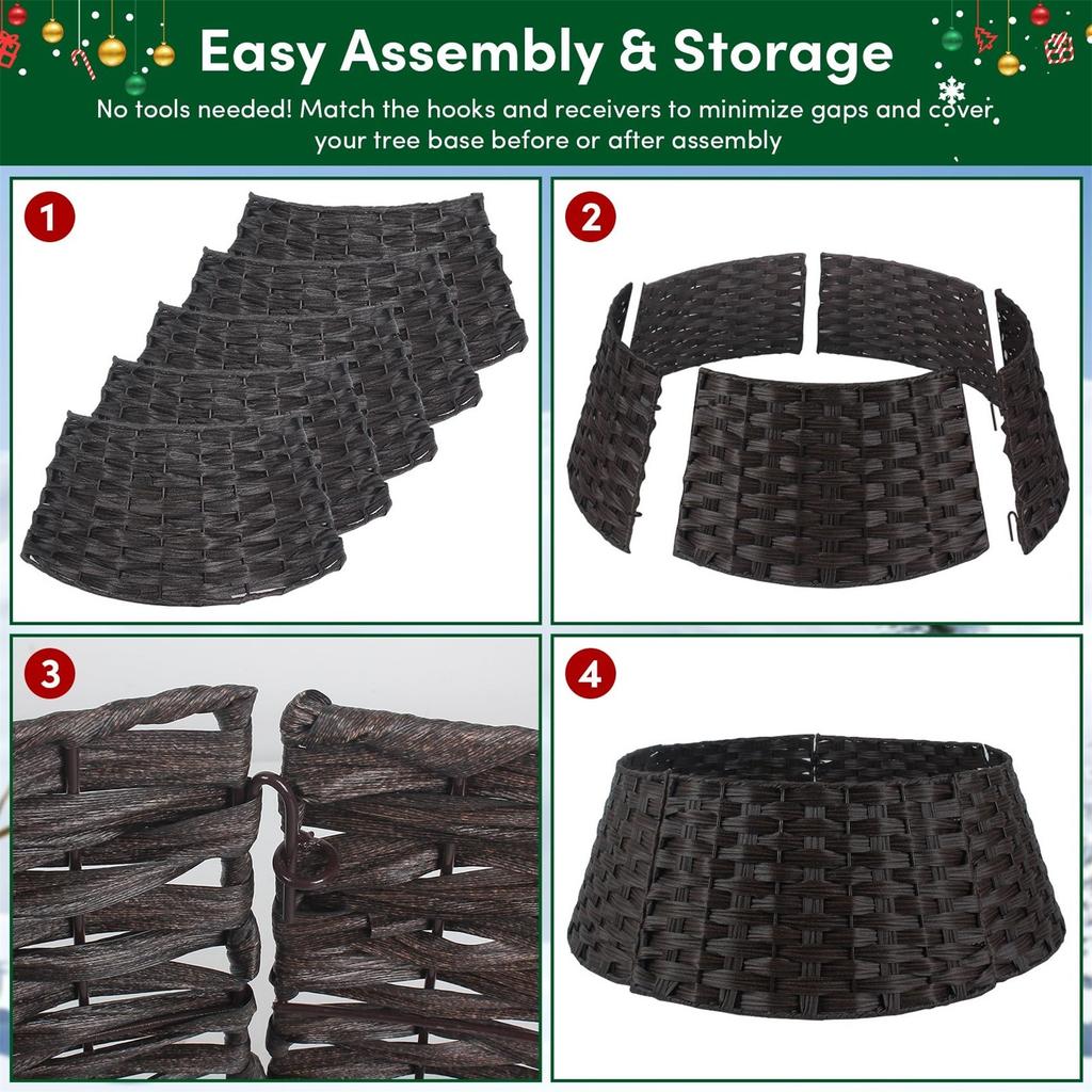 Деревенский воротник для рождественской елки 28 дюймов плетеная плетеная основа для дерева подставка чехол для искусственного праздничного украшения кольцо юбка корзина для дерева, натуральный и устойчивый