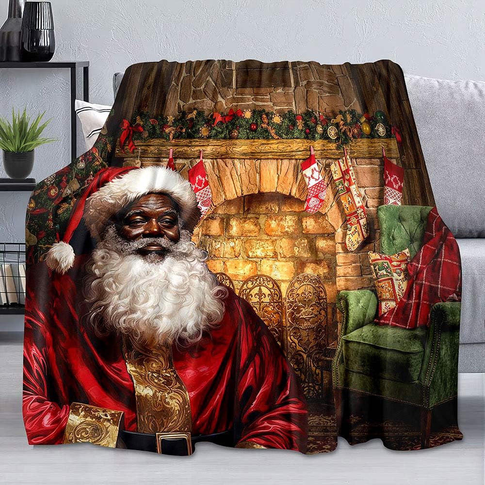 Santa Claus Blanket Christmas Theme Throw Blanket for Girls Boys Gift Super Soft Cozy Flannel Fuzzy Blanket for Couch Sofa Bed