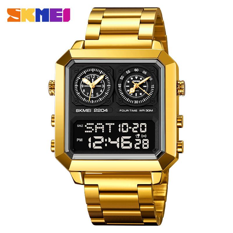 Moment Beauty Men's Watch Square Business Electronic Watch Dual Movement Multifunctional Sports Luminous Waterproof Electronic Watch