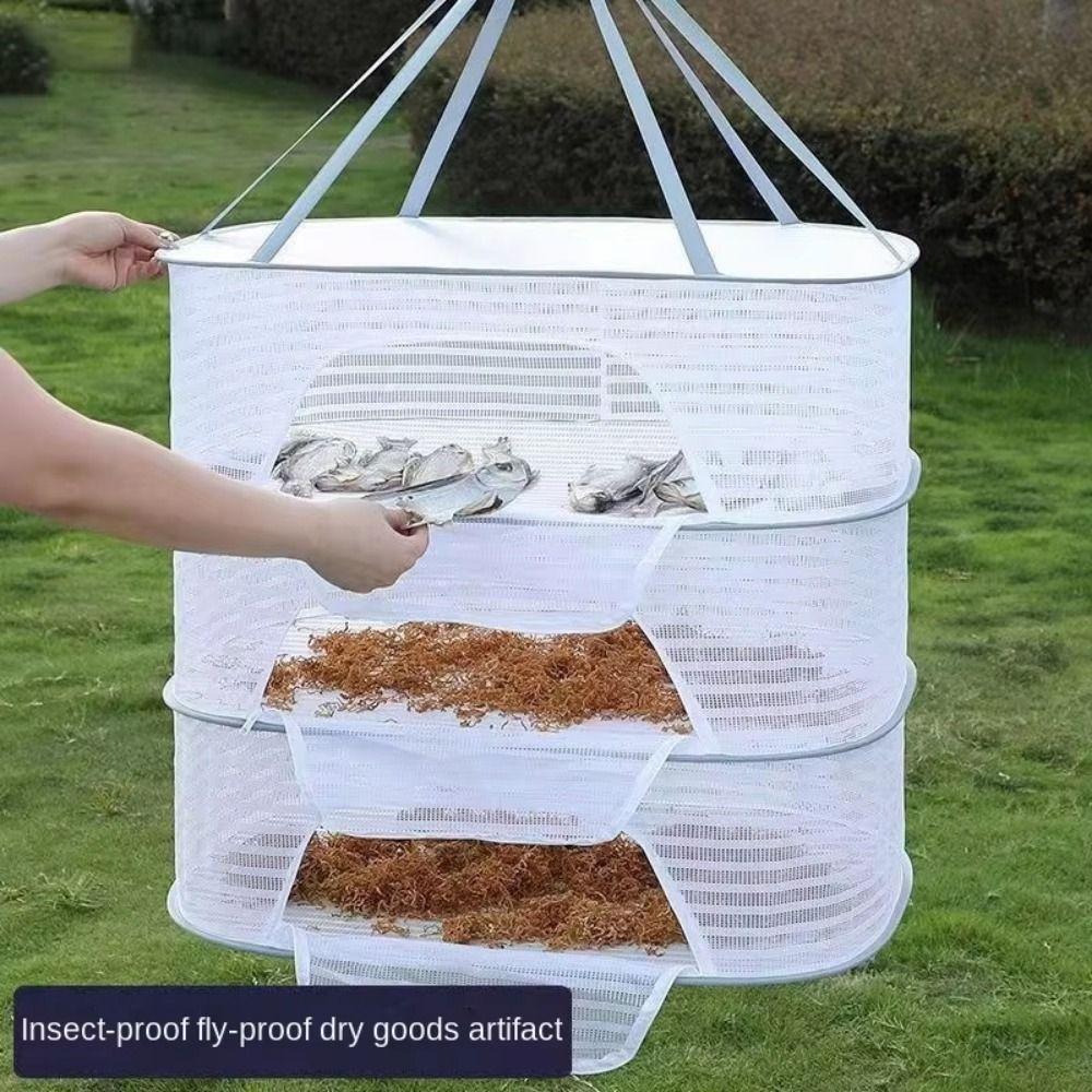 Foldable Dried Vegetable Net Portable Multi-layer Drying Net Clothes Hanging Dryer Food Drying