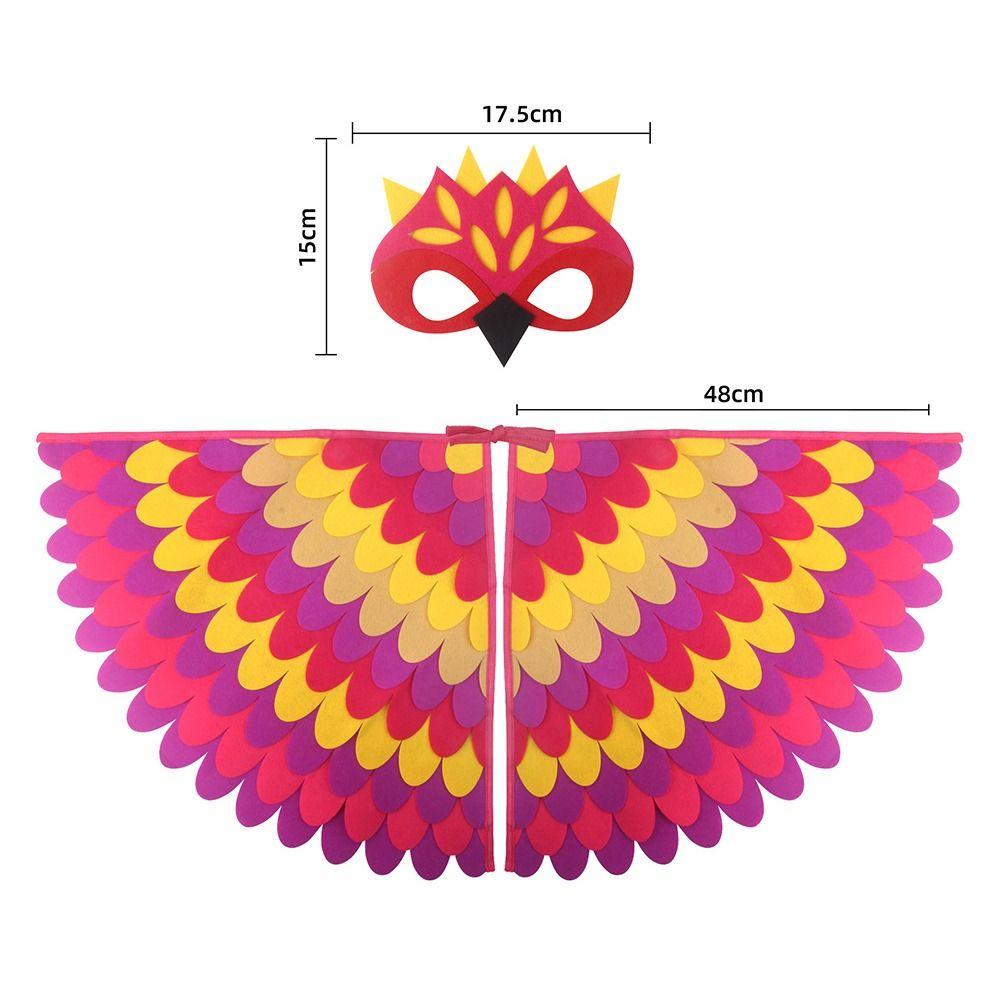 Peacock Owl Animal Bird Wings+Mask Suit Stage Performance Felt Winged Cloak Halloween Felt Cape