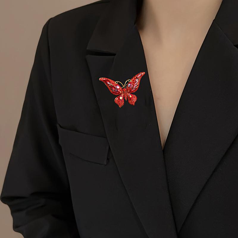Ретро Подарки Брошь-цветок на грудь в виде бабочки Светская жизнь Инкрустированные бриллиантами Красочные тканевые аксессуары Модная элегантность 1 шт.