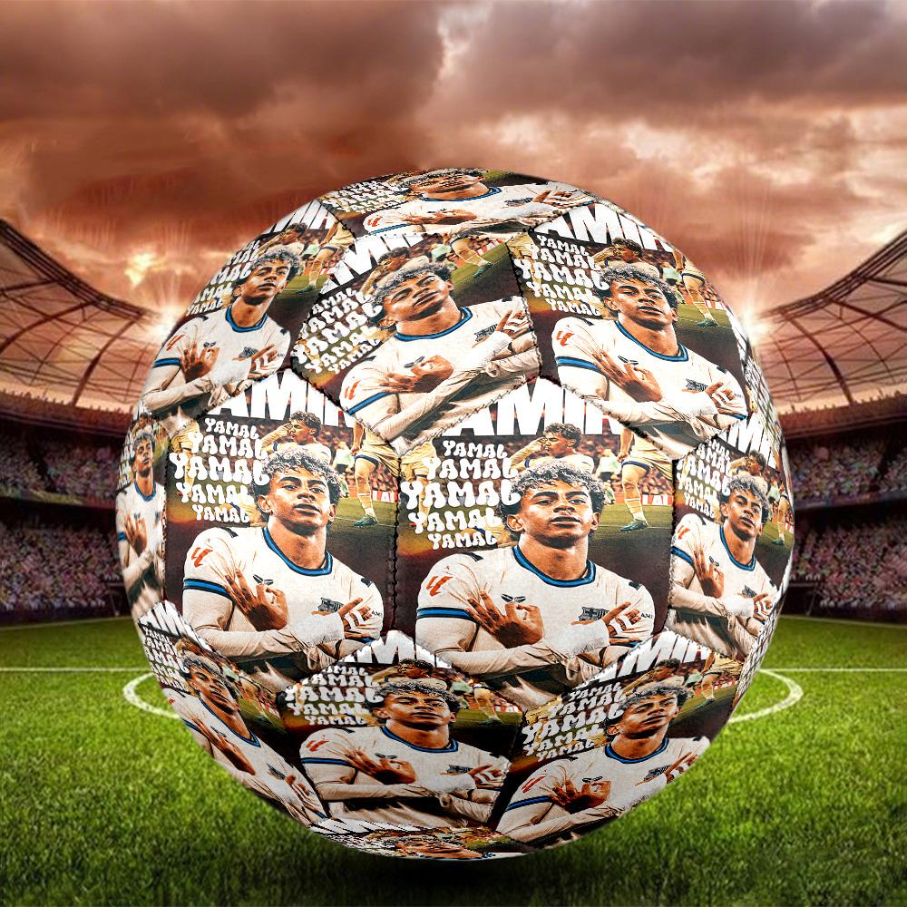 Lamine Yamal 19 Spain's Soccer Star Size 5 Soccer Ball Machine-Stitched Indoor/Outdoor Training and Matches Perfect Commemorative Gift for Soccer Love
