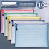 A4 Transparent Zipper File Bag - Waterproof Mesh for Student Subject Organization