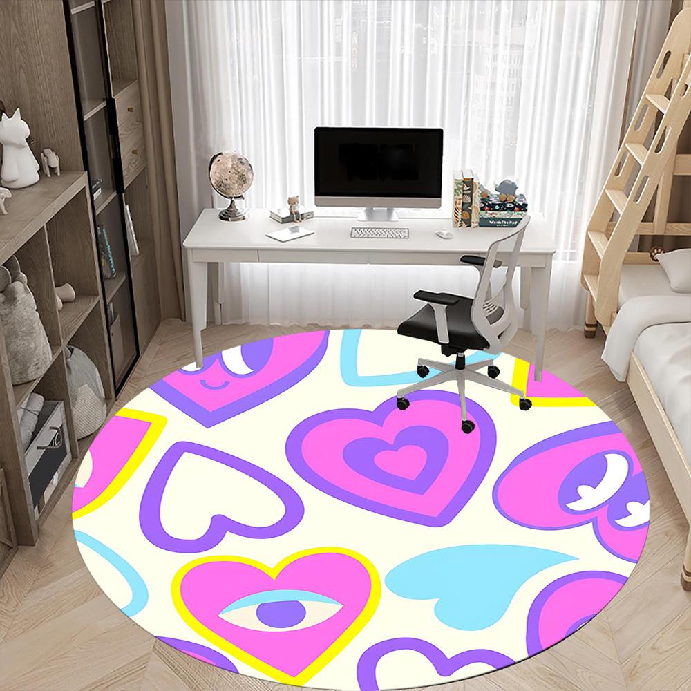 1pc Heartbeat Office Round Rug, Non-slip, Soft and Durable Office Rug for Interior Decoration, Perfect for Office, Beautiful Decoration yy260323021