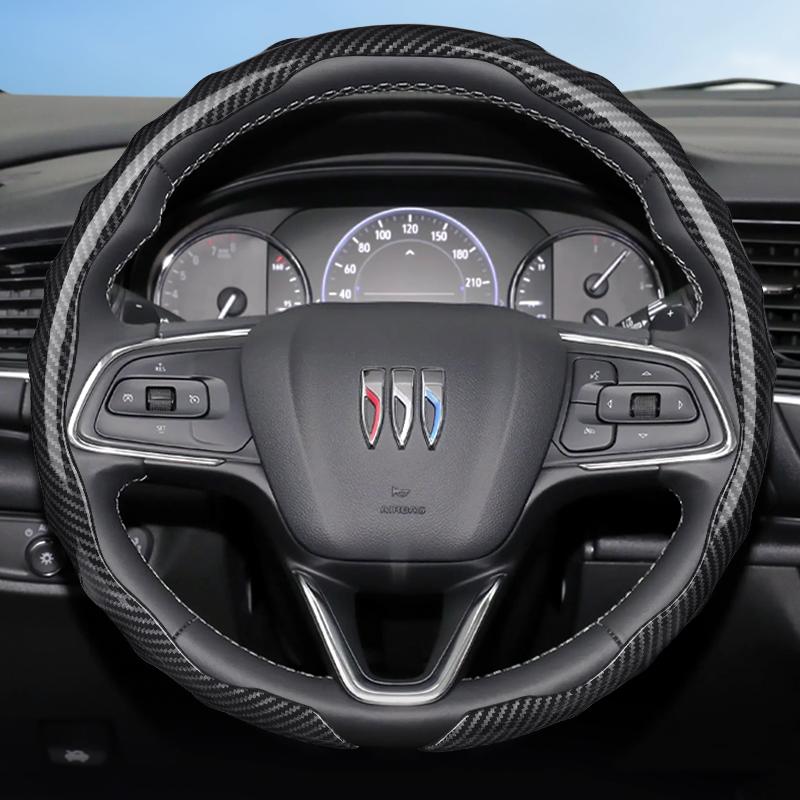 Подходит для Buick Чехол на руль с текстурой под карбон, защелкивающийся, волнообразной формы, спортивный дизайн, прочный защитный чехол, Encore Gx Envista Envision