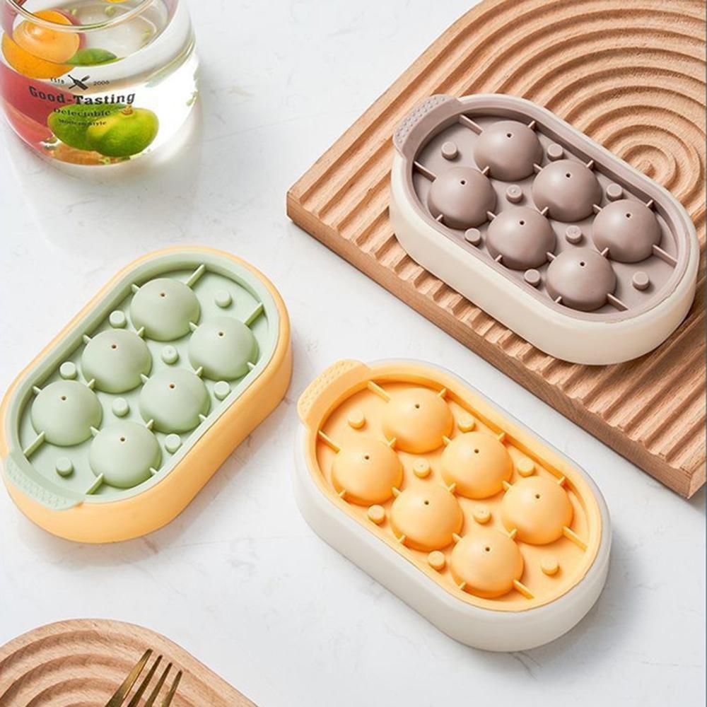 1PC Six Ice Cube Mold Silica Gel Ice Lattice Home Frozen Ball Ice Box No Leakage Round Ice Cube Mold