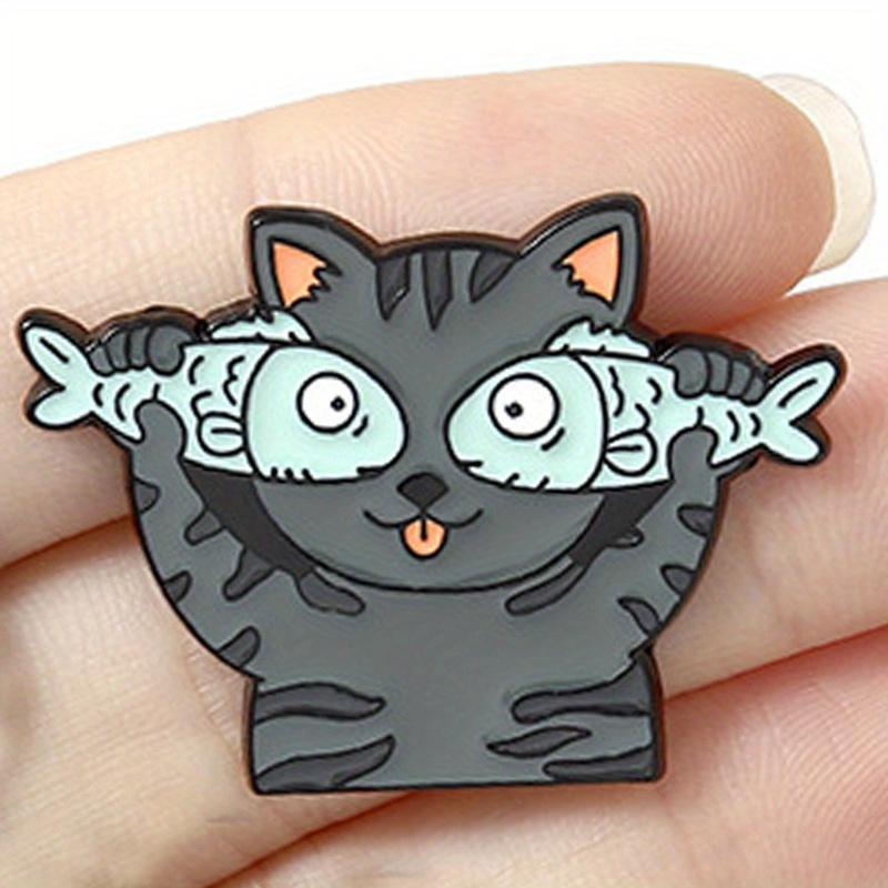 В глазах кошки только рыба Смешная брошь милая кошка пуговица значок для воротника