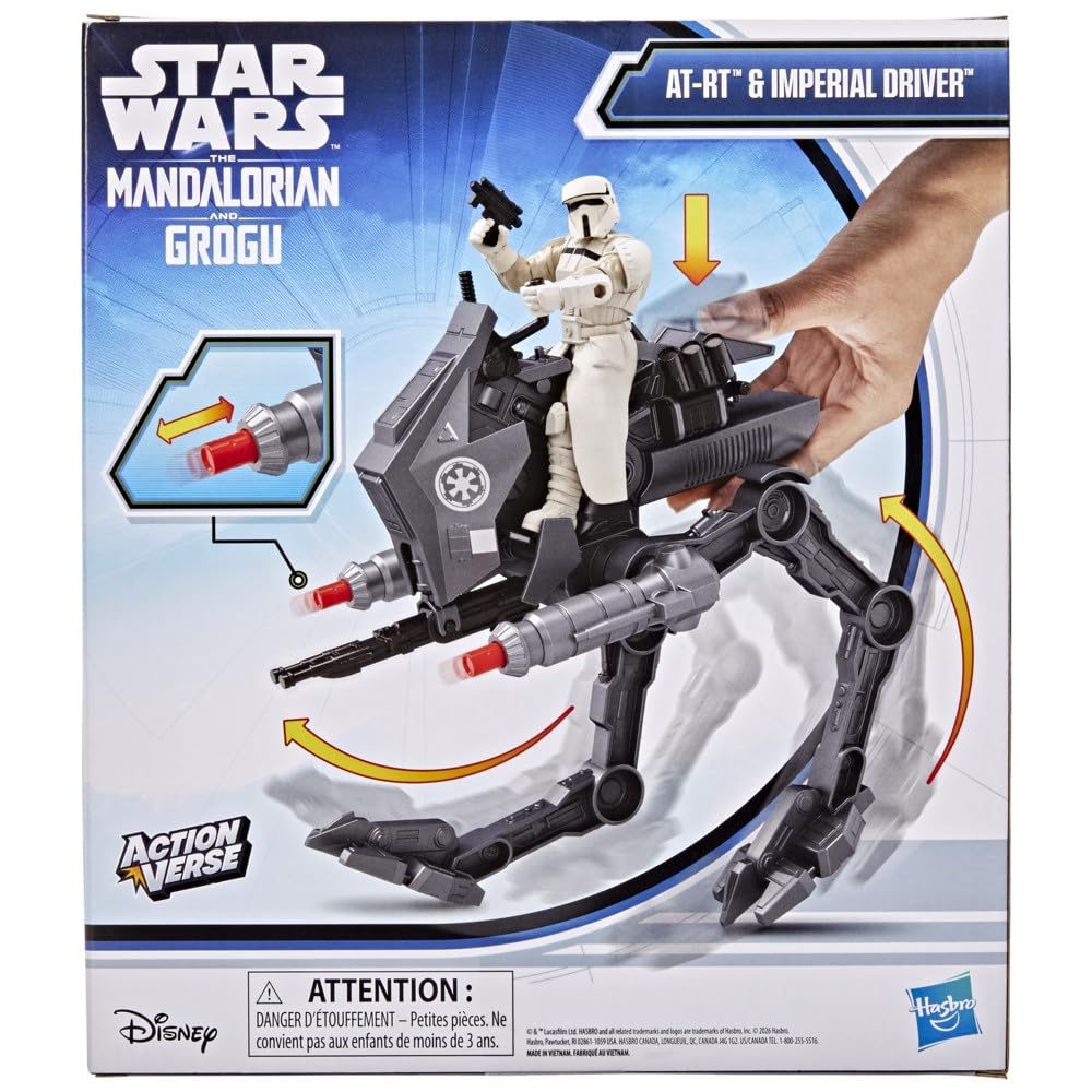 Hasbro STAR WARS The Mandalorian and Grogoo ActionVerse Imperial Action Figure Boys Ages G2840 AT-RT & Driver, & Vehicle, & Girls, 4+, (Authentic
