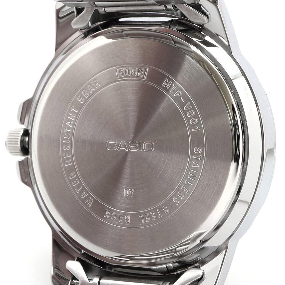 Casio Стандартные аналоговые кварцевые наручные часы MTP-VD01D-1EV Металлический ремешок Черный