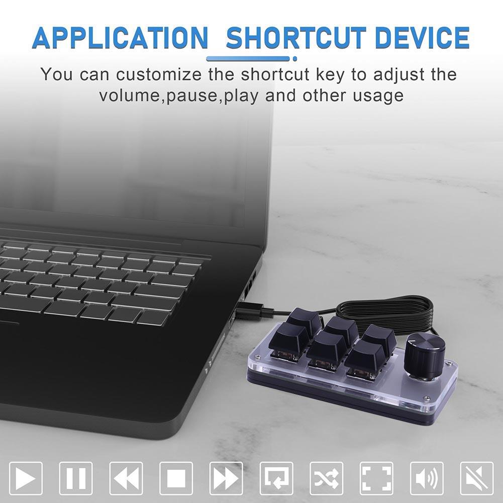 6 Key 1 Knob One Handed Mechanical Gaming Keyboard Bluetooth-Compatible/Wired RGB Mechanical Macropad Hotswap for Office Gaming