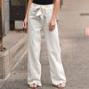 Summer Fall Women's Loose Wide-leg Pants Casual Linen Pants with Elastic Waist Plus Size S-3XL Comfortable and Versatile