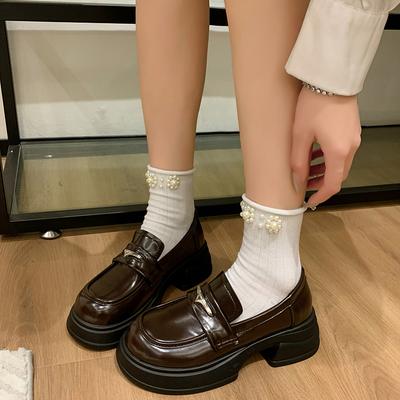 Мода 2024 года, новая осенняя обувь на толстой подошве, простая однотонная, со шнуровкой, универсальная, модная женская обувь