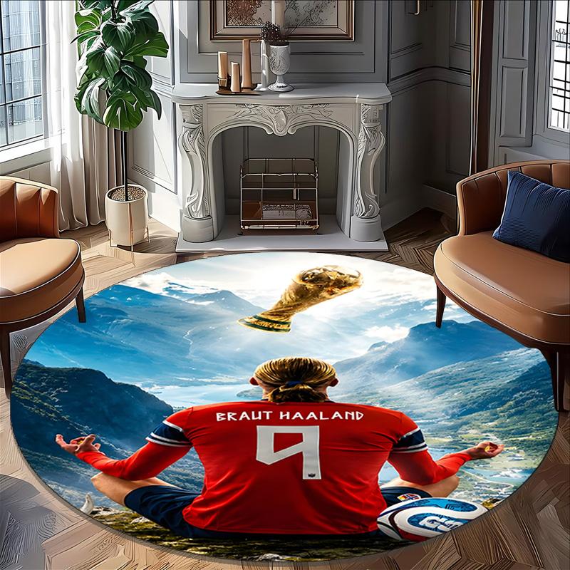 1pc Haaland12 Carpet, Round Rug, Comfortable, Suitable for Entryways, Living Rooms, Office, And Bedrooms, Christmas Decoration
