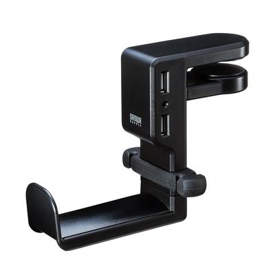 Поворотный крючок для наушников Sanwa Supply USB (с портом) PDA-STN29BK