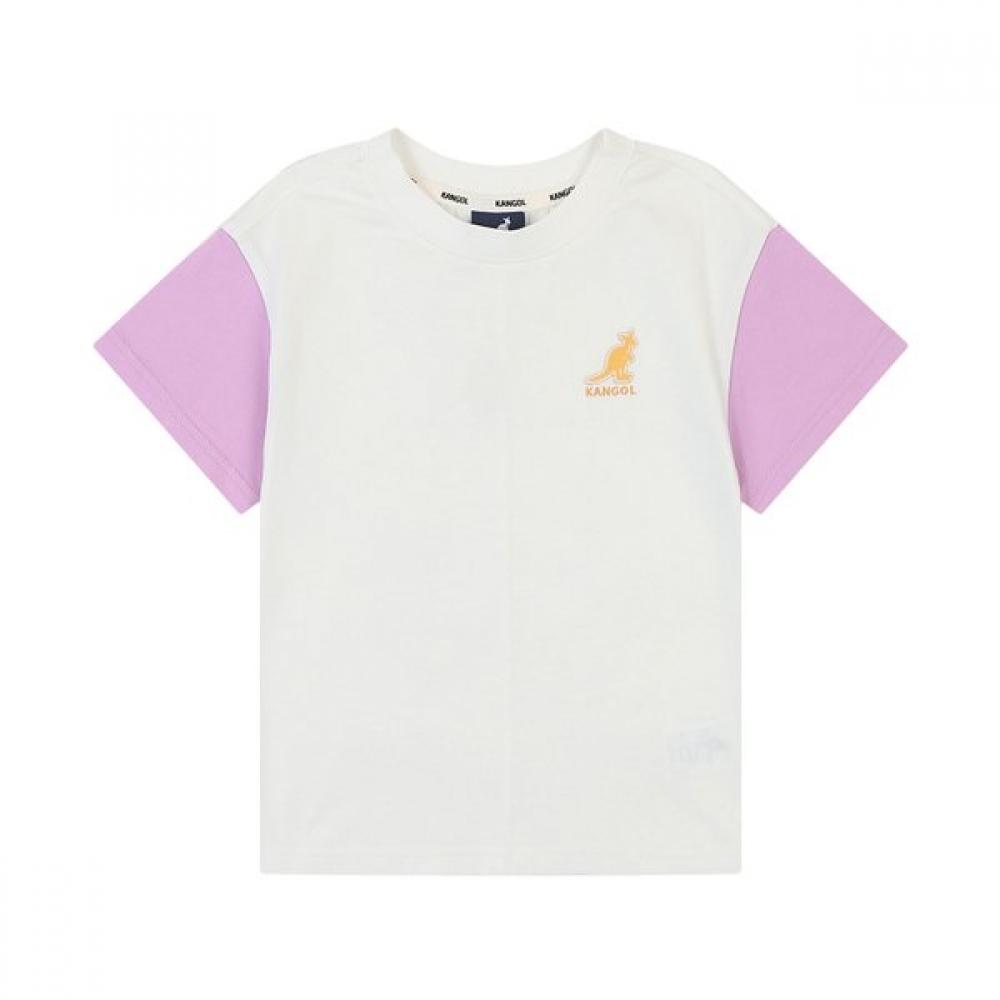 Kangol Kids ShorT Sleeve Color Block T shirT Qb 0418 Off whiTe