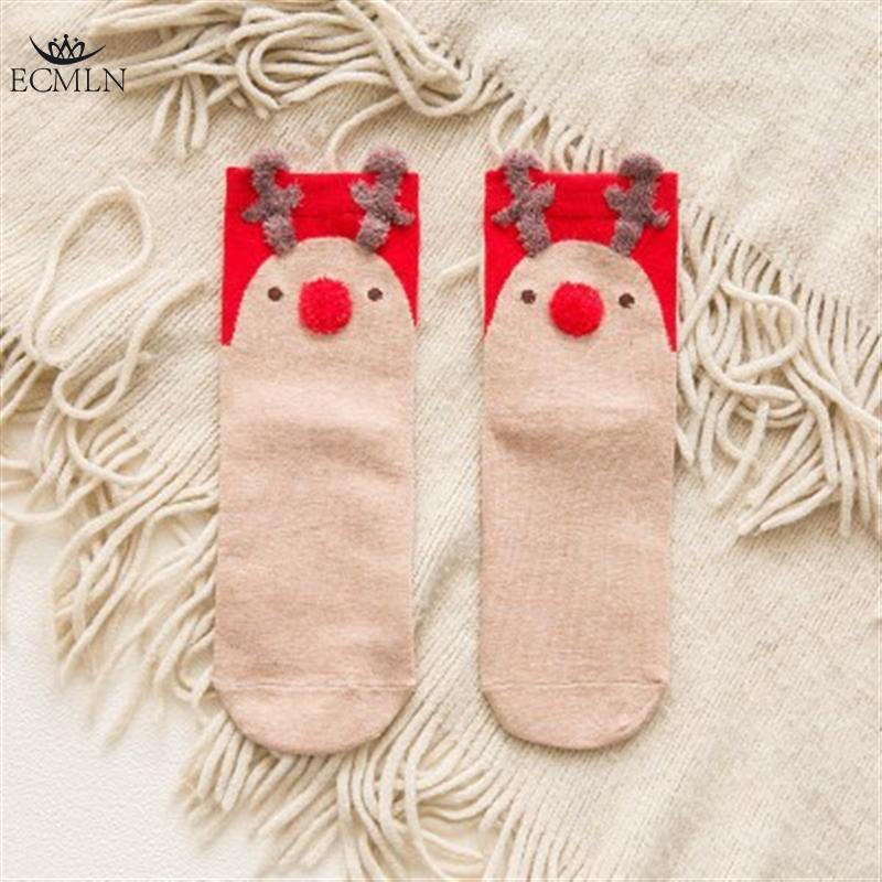 Рождественские носки Хлопковые носки с оленями и снежинками Подарок для женщин