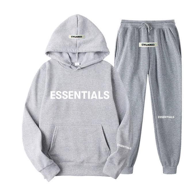 Унисекс Худи Комплект FEAR OF GOD ESSENTIALS - Двойная Строчка, Тренд Уличной Моды, Осенне-Зимний, Двухпредметный.