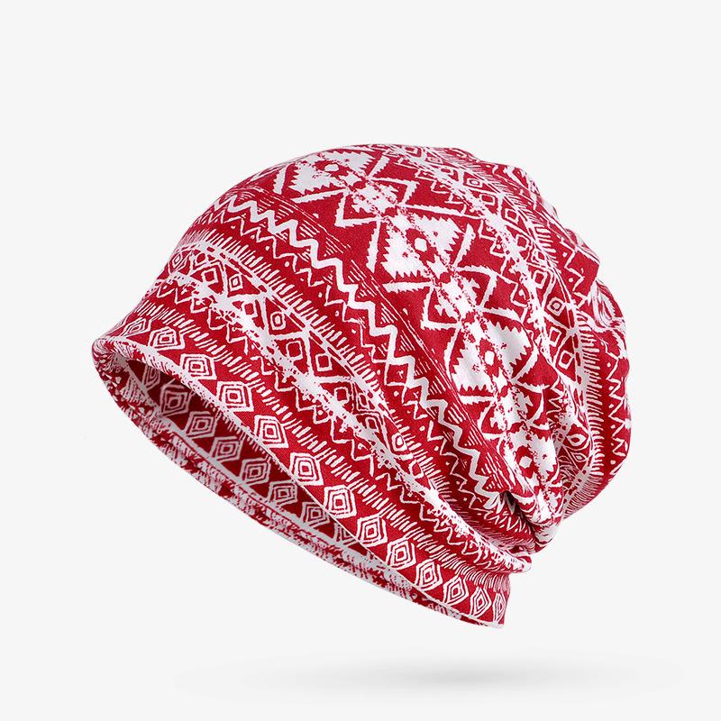 Женская шапка-пуловер двойного назначения в этническом стиле и шарф, а также теплый бархатный платок на голову для весны, осени и зимы