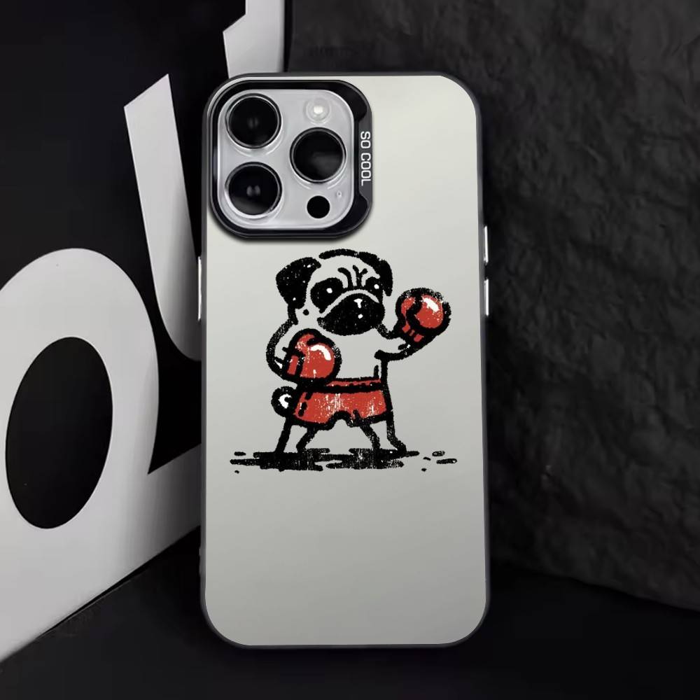 Animal boxer Phone Case For iPhone 17,16,15,14,13,12,11 Plus,Pro Max,XS,Colorful Silver Black Cover