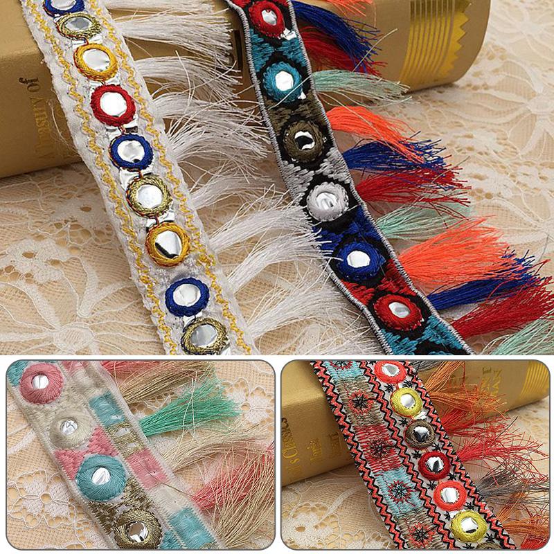 5/10 ярдов этническая вышивка блестками жаккард кисточка кружевная отделка тесьма с бахромой для самостоятельного шитья одежды занавески декоративный аксессуар