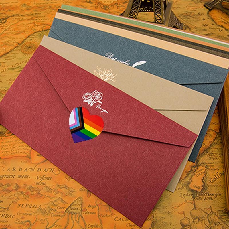 Gay Pride Stickers 500pcs/Roll Decorative Stickers for Bag Cup Vase Heart/Square Shape Rainbow Stickers Special Gifts