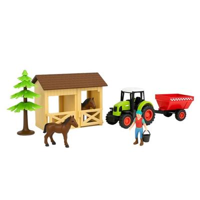 Игрушка - Моя маленькая конюшня - 7 штук - Звуковой и световой трактор - Для детей от 3 лет