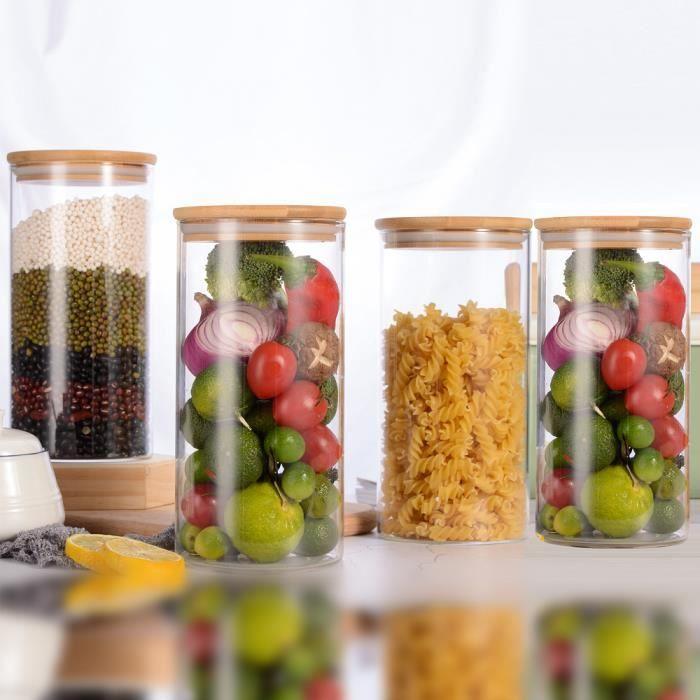 4x1300ml Food Storage Containers Preservation In Borosilicate Glass with Airtight Lid (10x20cm)