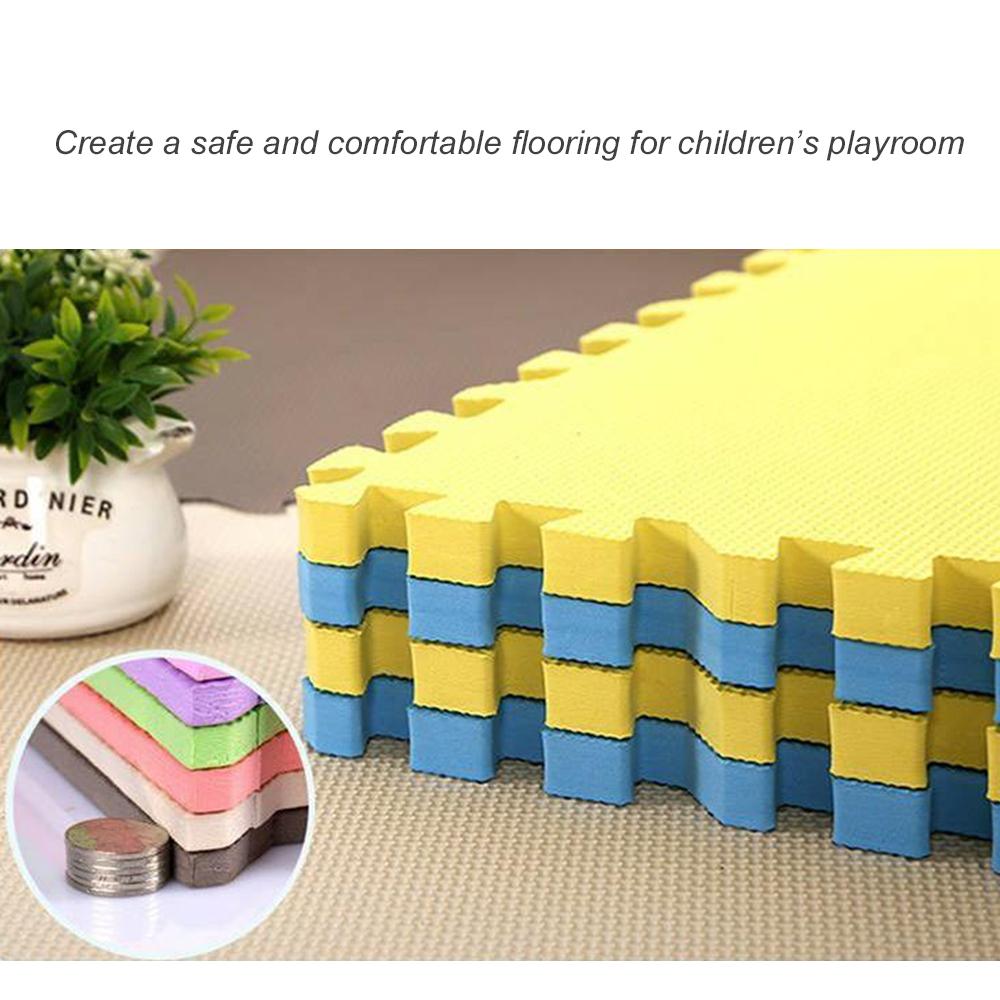 12pcs EVA Foam Mat Interlocking Foam Tiles Playground Flooring Puzzle Mat Multiple Colors Anti-Skid Mat with Finishing Border