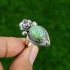 Натуральный Хризопраз Драгоценный камень Мульти камень Цветок Регулируемое кольцо 925 Серебро