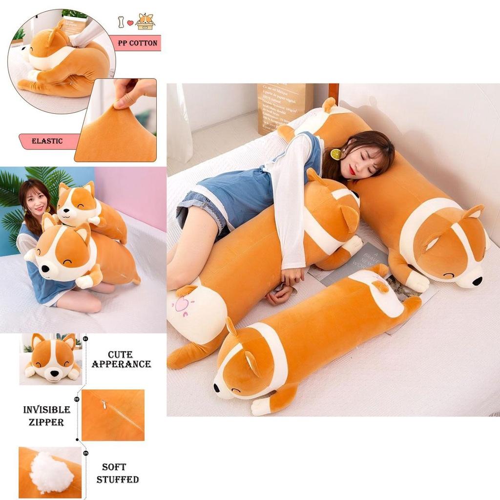 Super Soft Pillow Plush Stuffed Animal Doll Long Corgi Cushion For Christmas Birthday Gift