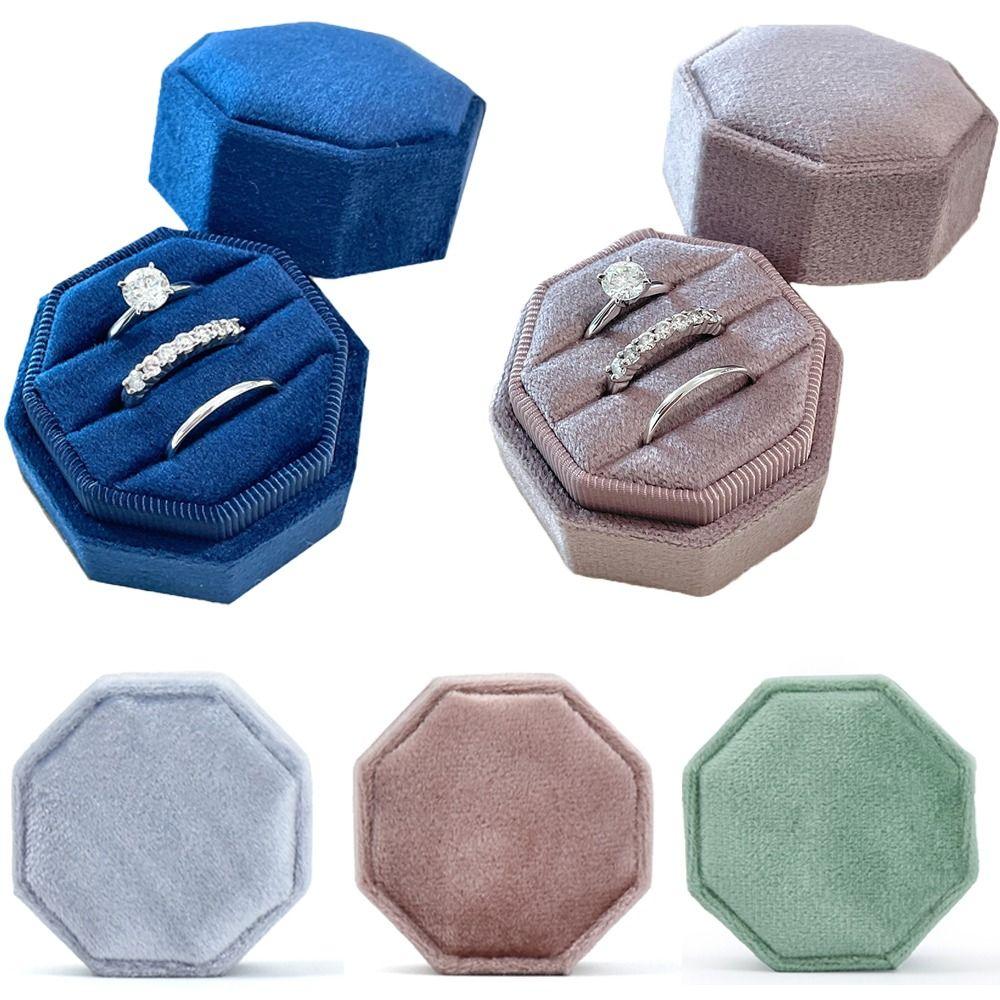 Exquisite Octagonal Display Box With Detachable Lid Velvet Jewelry Box Ring Storage Box