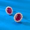 Xiancan Jewelry Серьги-пусеты из серебра S925 с овальным красным корундом - Модный повседневный универсальный стиль