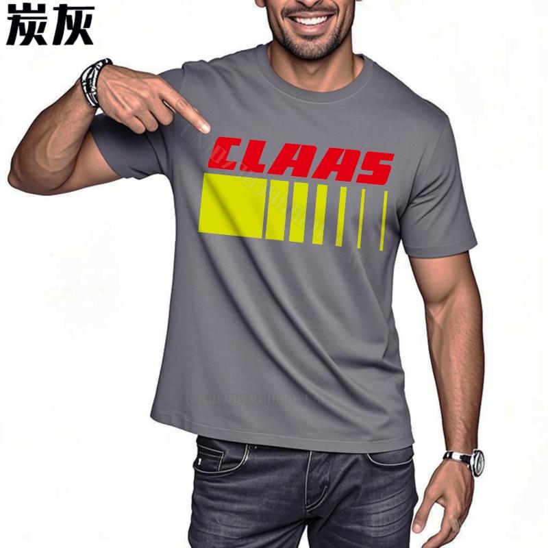 Tshirts for Unisex Vintage Crew Neck Tshirt Claas Logo On Black Daily Wear Trendy Tshirt Fashion Comfortable Round Neck Tee