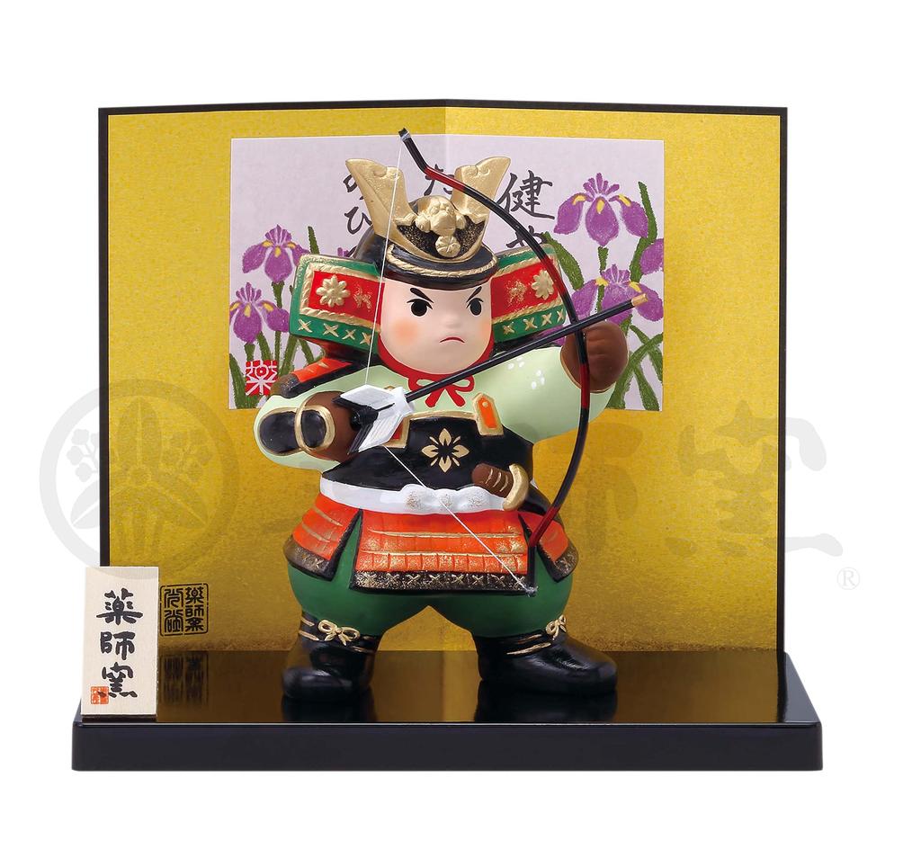 Yakushi Kiln May Doll, Made In Japan, Boys' Day, Mini, Compact, Palm-Sized, Ceramic, Nishikisai Design, Young Warrior (Bow and Arrow)