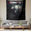 Resident Evil 2 Remake Poster Tapestry Wall Hanging, Survival Horror Game Art, Gamer Wall Decor for Bedroom Living Room Man Cave