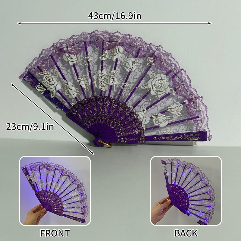 LED Wedding Hand Fans Dance Fan for Women Custom Wedding Fan Folding Hand Fan for Women Glow Fan Glow In Dark Abanicos Para Boda