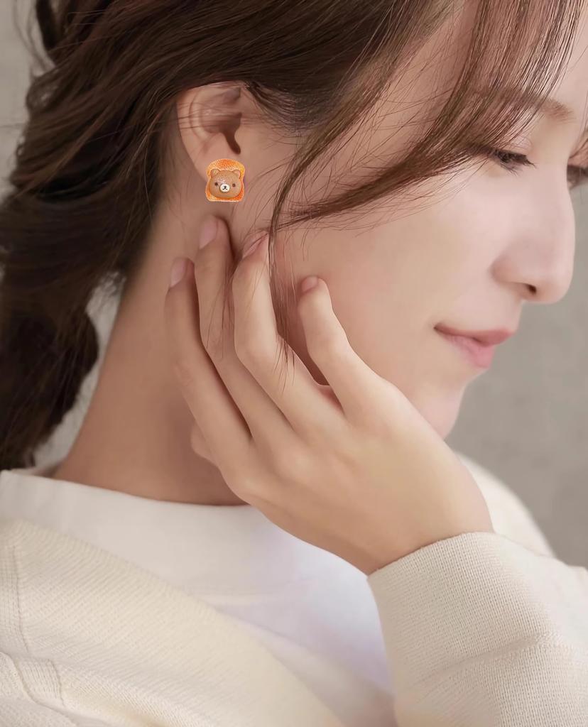 Food replica cherry blossom fun candy accessories earrings, design, earrings, design, non-pierced earrings, women's (Kuma Pan)