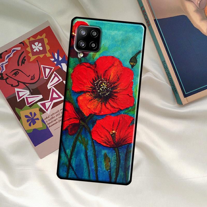 Poppy Flower Bloom Case For Samsung Galaxy A06 A16 A56 A36 A26 A54 A34 A14 A52 A32 A12 A13 A33 A53 A15 A35 A55