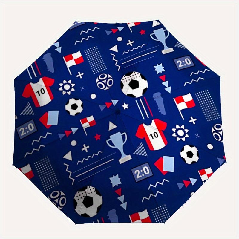 1pc Soccer Sports Automatic Open 8-Rib Windproof Umbrella, Travel & Commuting, Suitable for All Seasons, Lightweight Portable,029