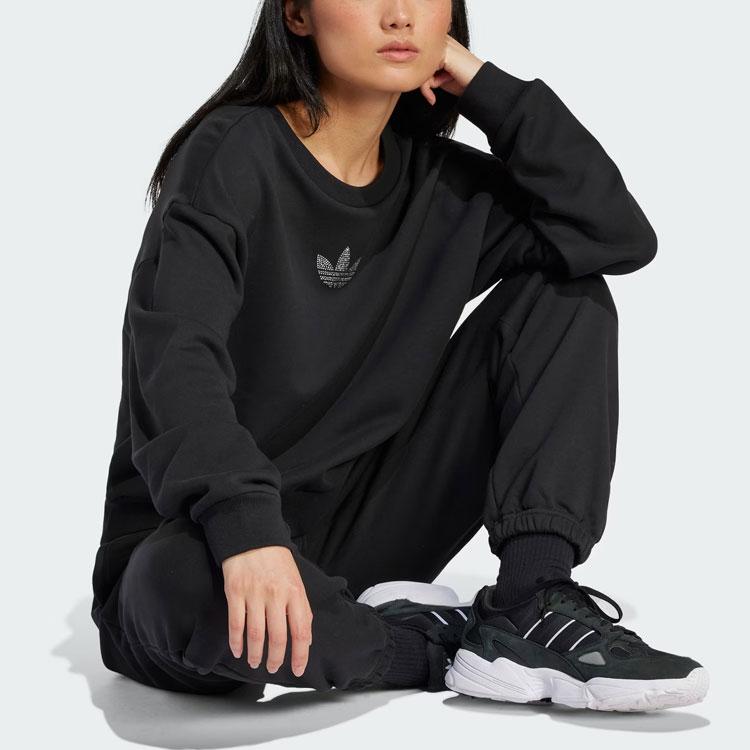 Adidas Толстовка с круглым вырезом Originals, украшенная логотипом, женские топы, черный IT9662