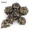 7 Pcs Yellow Meteor Hammer Metal Dice Solid Metal Polyhedral Dice Set Suitable for Role-Playing RPG  Board Game Card Game