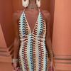 Летние платья с глубоким v-образным вырезом для женщин, сексуальное платье с высокой талией, без рукавов, с открытой спиной, с лямкой на шее, Vestidos, новинка 2024 года, элегантное женское платье для выпускного вечера