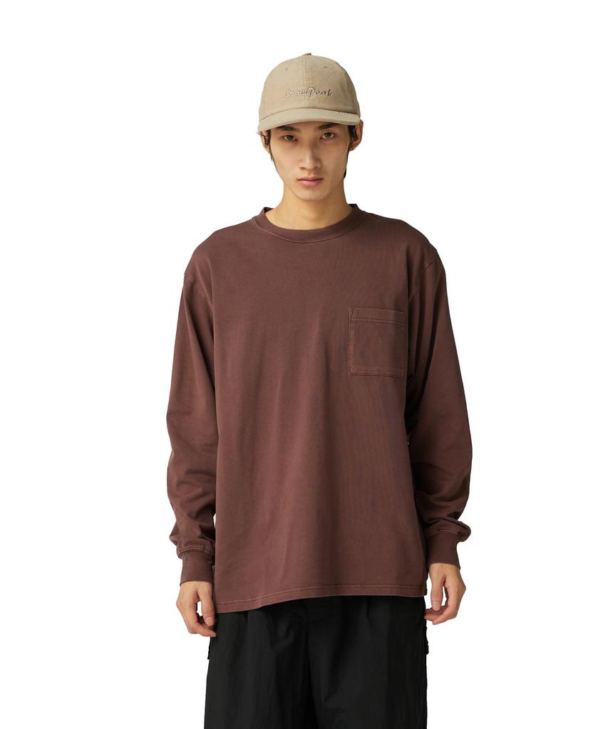 Snow Peak Garment Dyed Long Sleeve Short and Medium T-Shirt TS-25AU012, Sleeve, Men's Women's, Burgundy,
