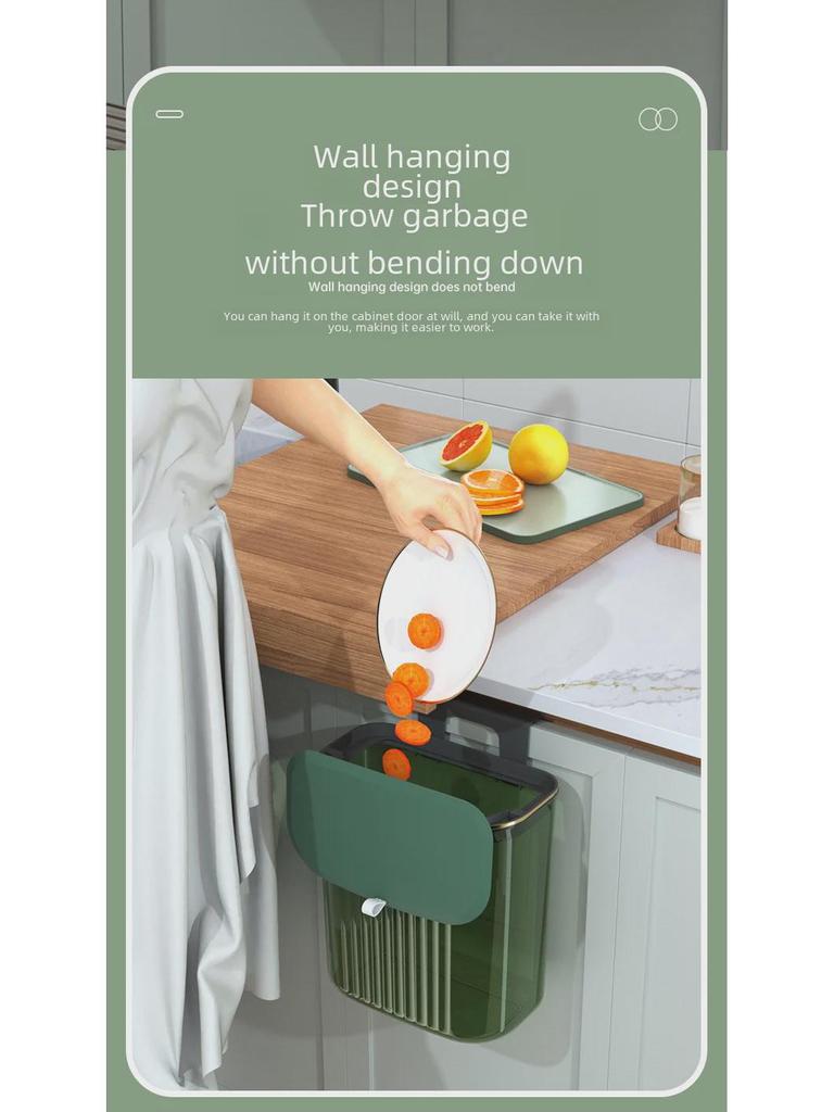 Wall-Mounted Kitchen Waste Bin with Lid - Versatile Trash Basket for Kitchen or Bathroom.