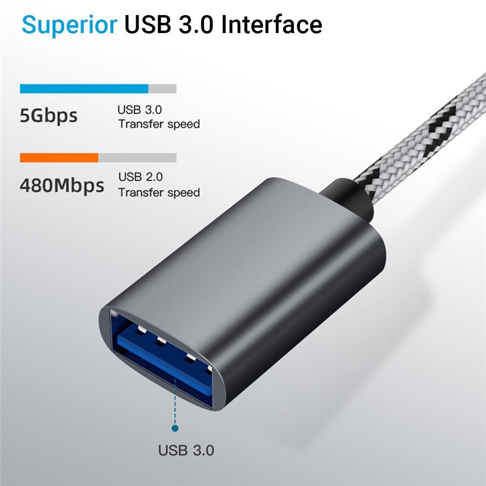 USB OTG-кабель 2 в 1: адаптер Micro USB Type-C — USB 3.0 в оплетке, совместимый с Android.