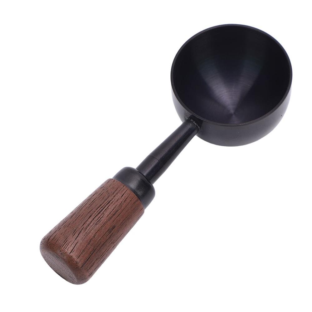 304 Stainless Steel Bean Tea Scoop Short Wooden Handle Stainless Steel Scoop For Loose Leaf Tea